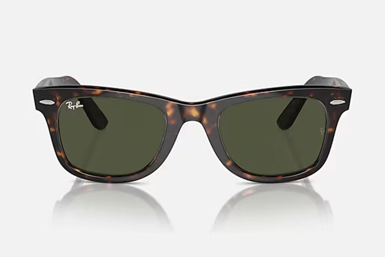 RAY BAN Original Wayfarer Classic Sunglasses with Polished Tortoise Frame and Classic G-15 Green Lenses